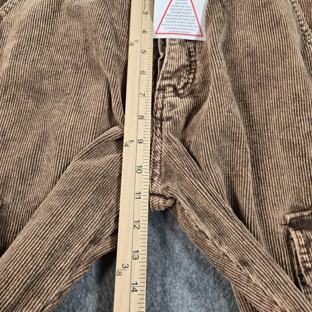BoohooMAN Pants Mens 36x32 Brown Corduroy Cargo Wide Leg Relaxed Fit Casual